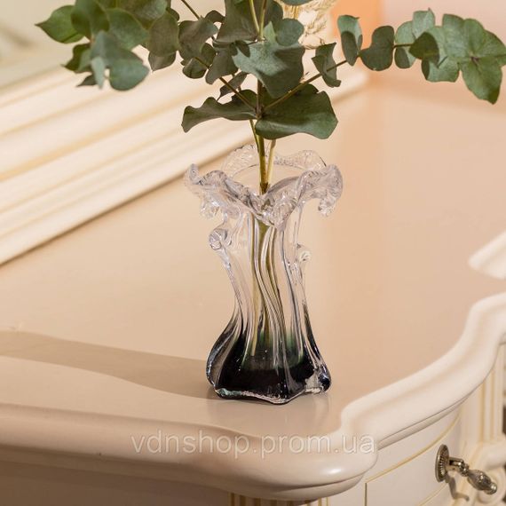 Декоративная стеклянная ваза для цветов 15.5 см фигурная ваза 100 мл Зеленая HP-9-3 | Зображення 3