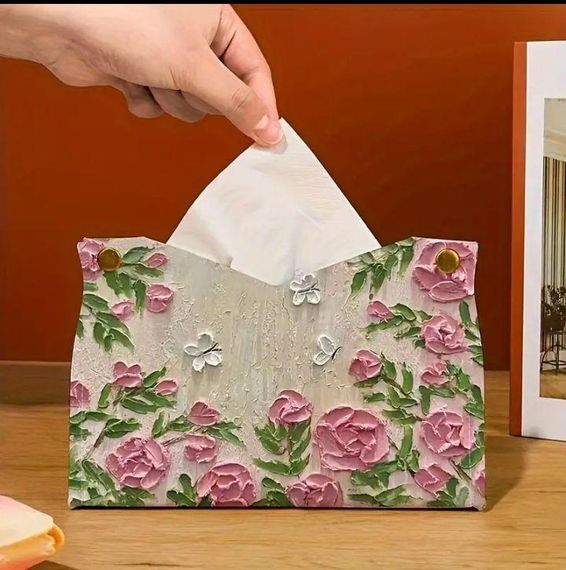 Диспенсер для бумажных салфеток, салфеточница из экокожи flower dream