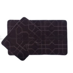 АКЦІЯ Набір килимків для ванної 2шт 50*60см+60*100см Геометрія Standard шоколадний + Фіранка PEVA Дариана