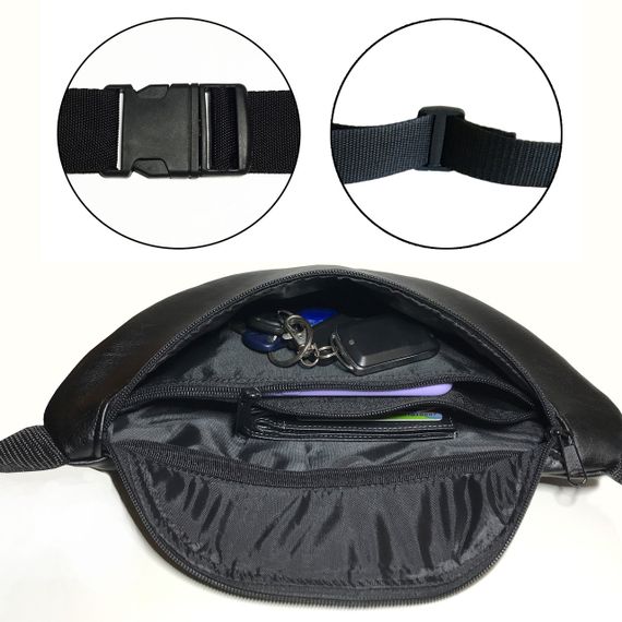 Сумка-бананка с расширителем из эко-кожи 32×16×7.5 см сумка через плечо или поясная сумка мужская/женска (02913) | Зображення 5