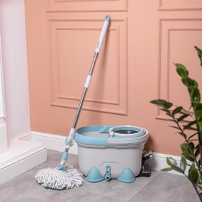 Комплект швабра з відром і віджимом, телескопічна ручка, мікрофібра для підлоги, набір для прибирання HP-35015-1