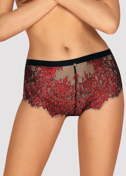 Трусики шортики Obsessive Redessia Чорно-червоні L/XL