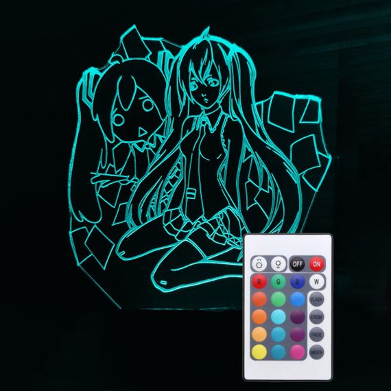 Акриловий світильник-нічник з пультом 16 кольорів Хацуне Міку tty-n000903