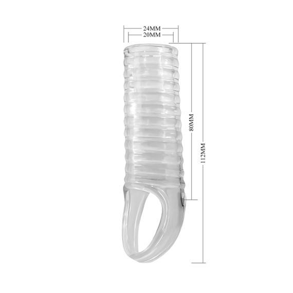 Насадка на пеніс ребриста Pretty Love Hartman відкрита, з петлею, прозора sexstyle | Зображення 6
