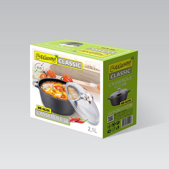 Каструля Maestro MR-4620C, 2.1 л, 20 см, алюмінієва з кришкою та антипригарним покриттям | Зображення 4