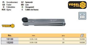 Набір щуп автомобільний Польща 0,05-1,0 мм 20шт VOREL-15200