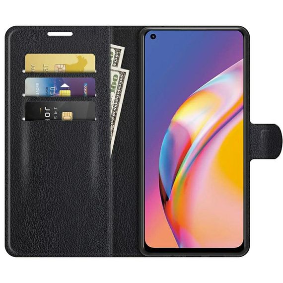 Чохол книжка з кишенями для карт на Oppo Reno 5 lite колір Чорний | Зображення 1