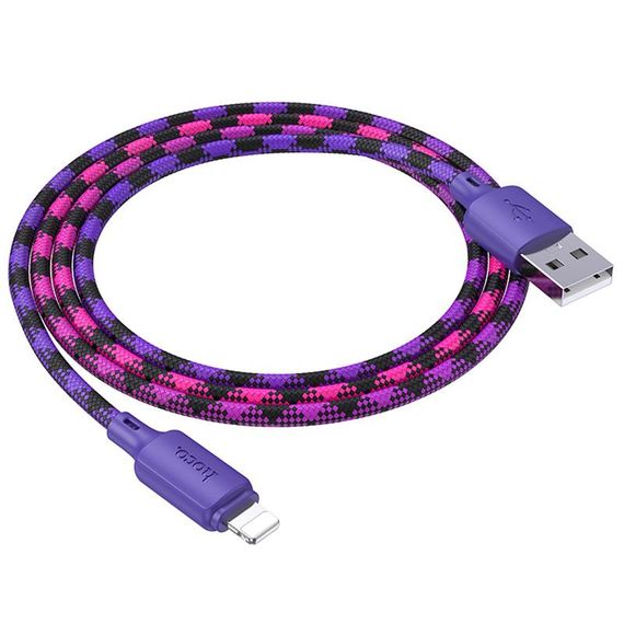 Дата кабель Hoco X116 Meridian USB to Lightning 2.4A (1m) Gradient Purple Mix | Зображення 4