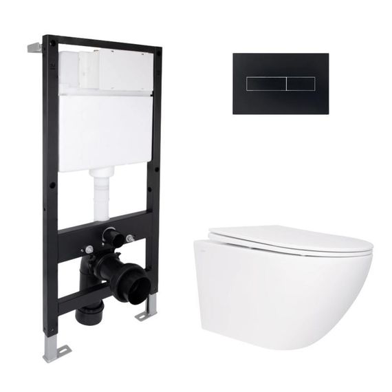 Готовое решение Qtap для ванной комнаты: подвесной унитаз Jay Rimless 520x360x320 + комплект инсталляции Standard (линейная