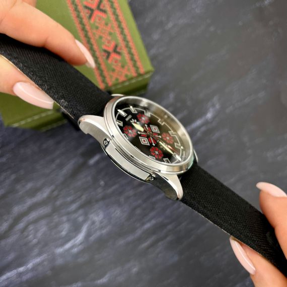 Патріотичний наручний годинник Awarder Embroidery Silver-Red Black Battery 10ATM | Зображення 6