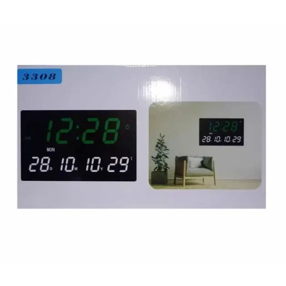 Настенные LED часы 3308 с термометром и календарем | Зображення 4