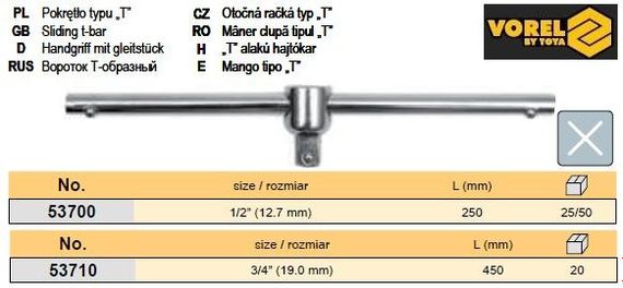 Вороток торцевих головок 3/4" L-450 мм VOREL-53710