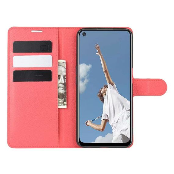Чохол книжка з кишенями для карт на Oppo A74 колір Червоний | Зображення 1
