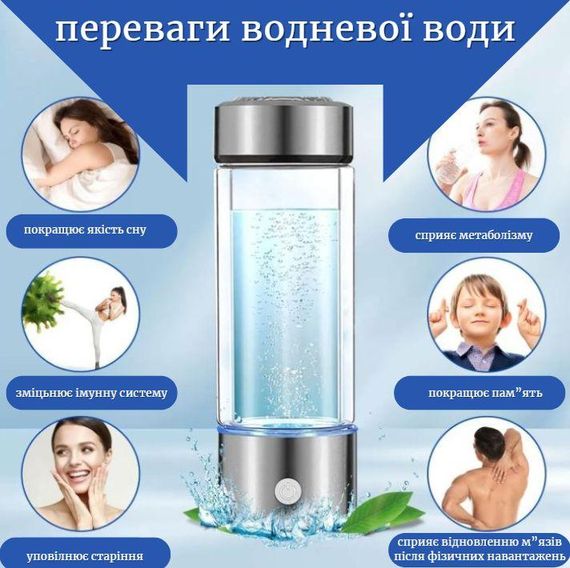 Портативный ионизатор воды 420 мл с функцией активного обогащения серебрянный | Зображення 3