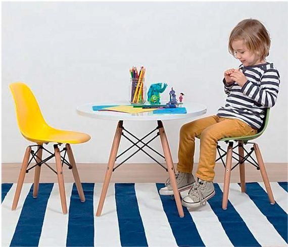 Стул детский Тауэр Вaby Eames DSW kids пластиковый желтый, ножки дерево бук | Зображення 5
