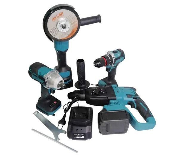 Набір інструментів 4 в 1 9712, перфоратор, гайковерт, шурупокрут, кутова шліфувальна машина