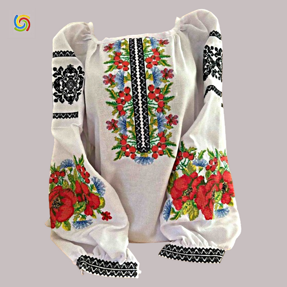 Рубашка Украинская вышиванка  32429 цвет белый размер L/XL