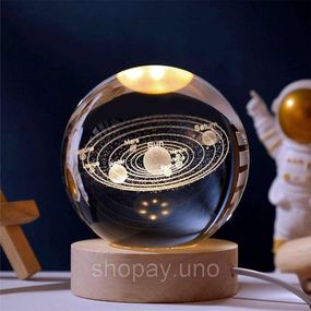 Декоративный 3D ночник Хрустальный Шар 8 см · Настольная лампа - светильник с 3D эффектом Галлактика