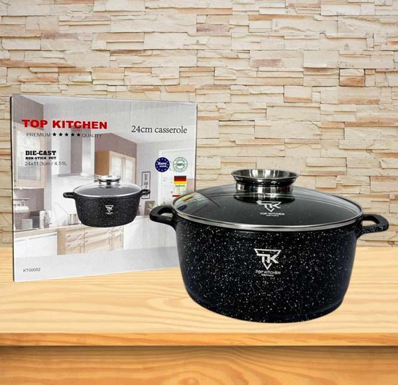 Каструля казан з мармуровим покриттям антипригарним 24х11,3см /4,51 л Top Kitchen TK00052 Чорний | Зображення 3