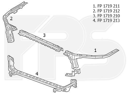 Панель передняя верхняя Chevrolet Malibu '16- (FPS) (поз. 3 на рисунке)