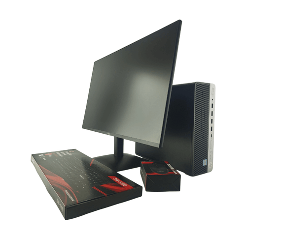 Комплект ПК: комп'ютер HP ProDesk 600 G5 SFF / Intel Core i5-8400 (6 ядер по 2.8 - 4.0 GHz) / 8 GB DDR4 / 240 GB SSD / Intel UHD Graphics 630 + Новий монітор AOC 24B31H/24" (1920x1080) IPS / Кабелі б/в + Подарунок Дротова клавіатура + мишка | Зображення 1