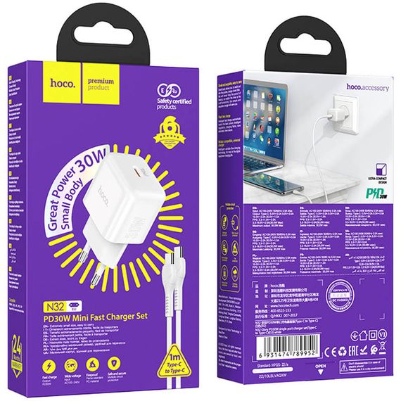 СЗУ Hoco N32 Glory PD30W Type-C to Type-C | Зображення 4