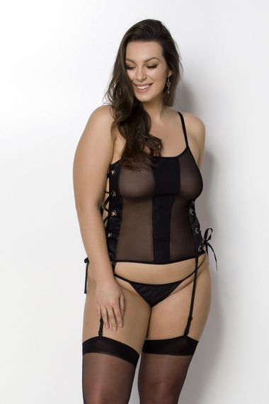 Сітчастий корсет з екошкіри Passion Passion Malwia Corset, 6XL/7XL
