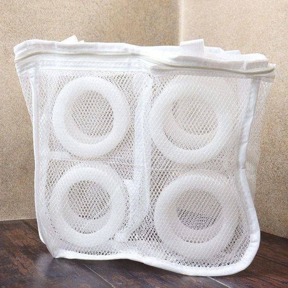 Сітчастий мішок з ручкою для прання взуття (28 х 25 х 8 см) / Сумка для пральної машини / Чохол для делікатного прання | Зображення 9