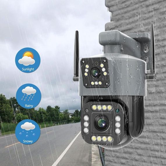 Уличная IP камера видеонаблюдения с 2 объективами, 8Мп, Qettopo V380 / Поворотная двойная WiFi камера с ночной | Зображення 5