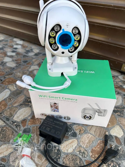 Уличная камера UKC Видеонаблюдения WIFI IP беспроводная наружная поворотная V380 Pro с блоком питания | Зображення 1