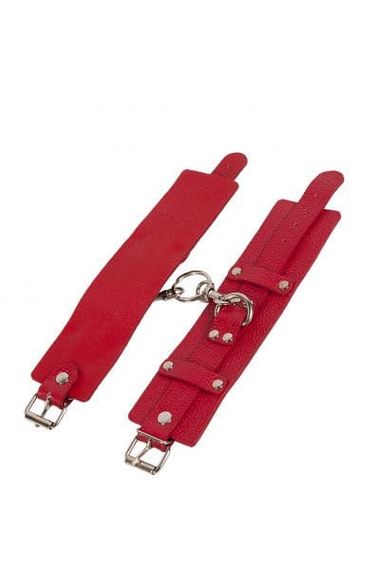 Наручники sLash Leather Dominant Hand Cuffs Красные One Size | Зображення 1