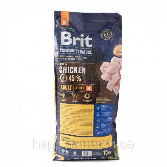 Корм Brit Premium by Nature Adult M для взрослых собак средних пород, курица, 15 кг | Зображення 2