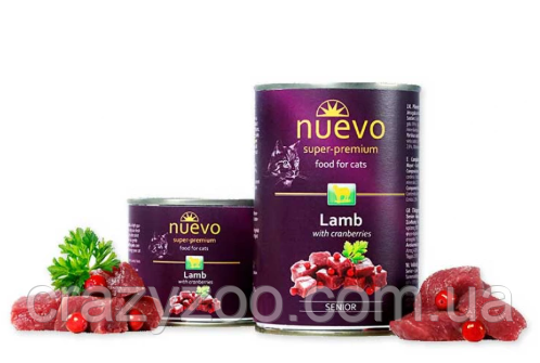 Вологий корм для літніх котів Nuevo Lamb Senior з ягням і журавлиною 200 г 95116 | Зображення 1