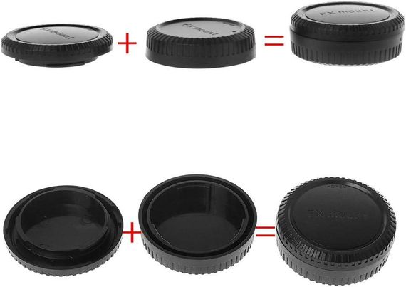 Комплект задньої кришки камери та кришки об’єктива Micro 4/3, захист від пилу та подряпин чорна, заглушка байонета | Зображення 1
