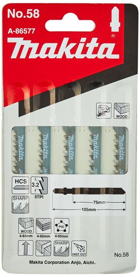 Набір полотен HСS для лобзика по дереву Makita A-86577 (5 шт)