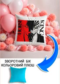Подушка плюшева Мерч Крафт Дизайн з принтом аніме bleach блакитний плюш квадратна 33х33 см