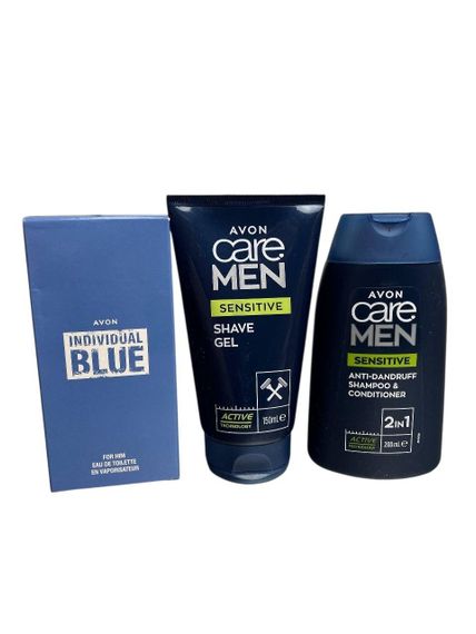 Чоловічий набір Avon Men «М’який догляд» Шампунь 2-в-1 200 мл + гель для гоління 150 мл + туалетна вода 100 мл