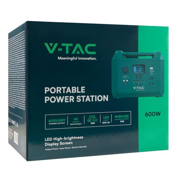 Зарядна Станція Power Station V-TAC VT-606N, 600W(1kW peak), 576Wh, QC 18W, PD 65W, DC, LiFePO4 Колір EU | Зображення 7