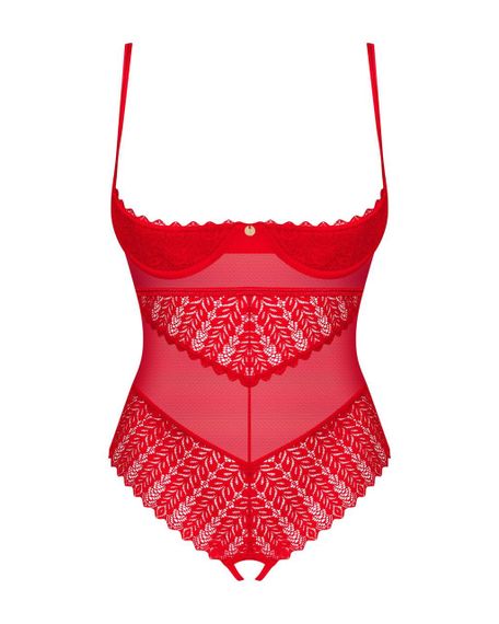 Боди с доступом Obsessive Ingridia crotchless teddy XS/S, красное, открытая грудь Sex Aura | Зображення 2