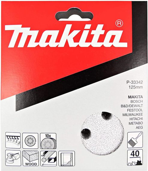 Набір шліфувального паперу Ø125 мм К40 (10 шт) Makita P-33342