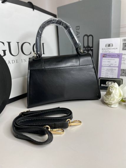 Женская сумка Balenciaga Hourglass Black & Black logo wb031 | Зображення 2