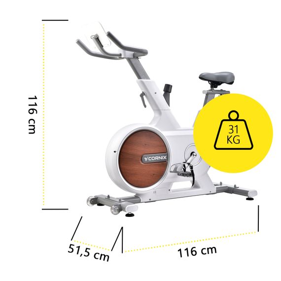 Велотренажер спінінговий (спінбайк) Cornix Eliza White/Grey | Зображення 3