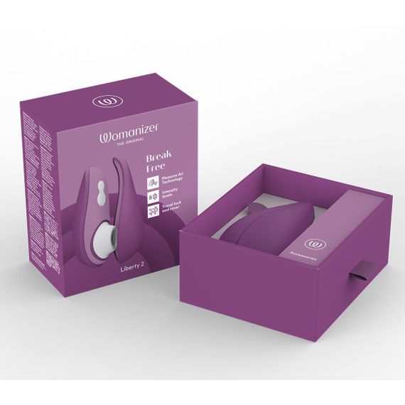 Вакуумний кліторальний стимулятор Womanizer Liberty 2 Purple, 8 режимів, магнітна кришечка | Зображення 7