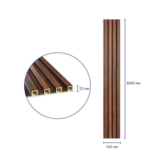 Декоративна стінова рейка каштан 3000*160*23мм (D) SW-00001536 | Зображення 2