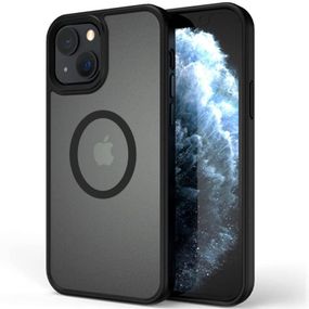 TPU+PC чехол Metal Buttons with MagSafe для Apple iPhone 13 (6.1") Черный / Black