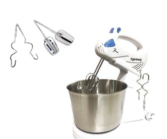Миксер RNB RB-1006 White кухонный с чашей 2л с насадками из нержавеющей стали, 7 скоростями мощностью 500 Вт (2086_200129)