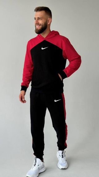 Чоловічий спортивний костюм Nike чорний  з червоними вставками | Зображення 3