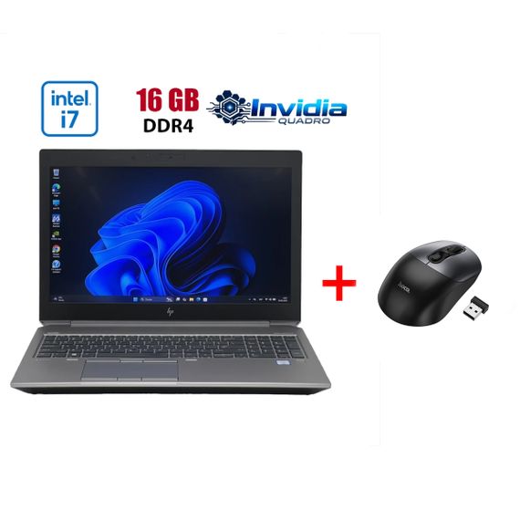 Мобільна робоча станція Б-клас HP ZBook 15 G5 / 15.6" (1920x1080) IPS / Intel Core i7-8850H (6 (12) ядра по 2.6 - 4.3 GHz) / 16 GB DDR4 / 480 GB SSD / nVidia Quadro P1000, 4 GB GDDR5, 256-bit / WebCam б/в + Подарунок Бездротова миша HOCO GM28