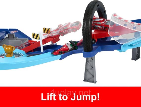 Трек Тачки Трасса для прыжков Молния Маккуин Оригинал Disney Cars GRC Jumping Raceway Lightning McQueen Mattel | Зображення 3