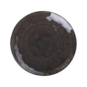 Тарілка сервірувальна кругла 26 см плоска порцелянова коричнева HP23393